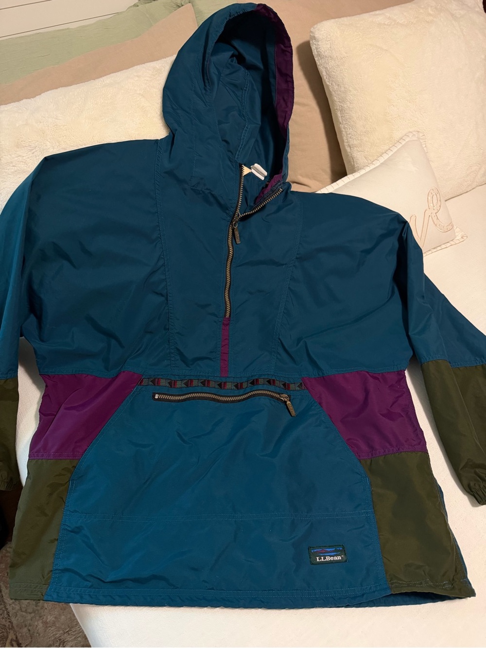 L.L. Bean Vintage 90s Anorak Aztek Stripe Color Block Hiking Jacket Men’s XL